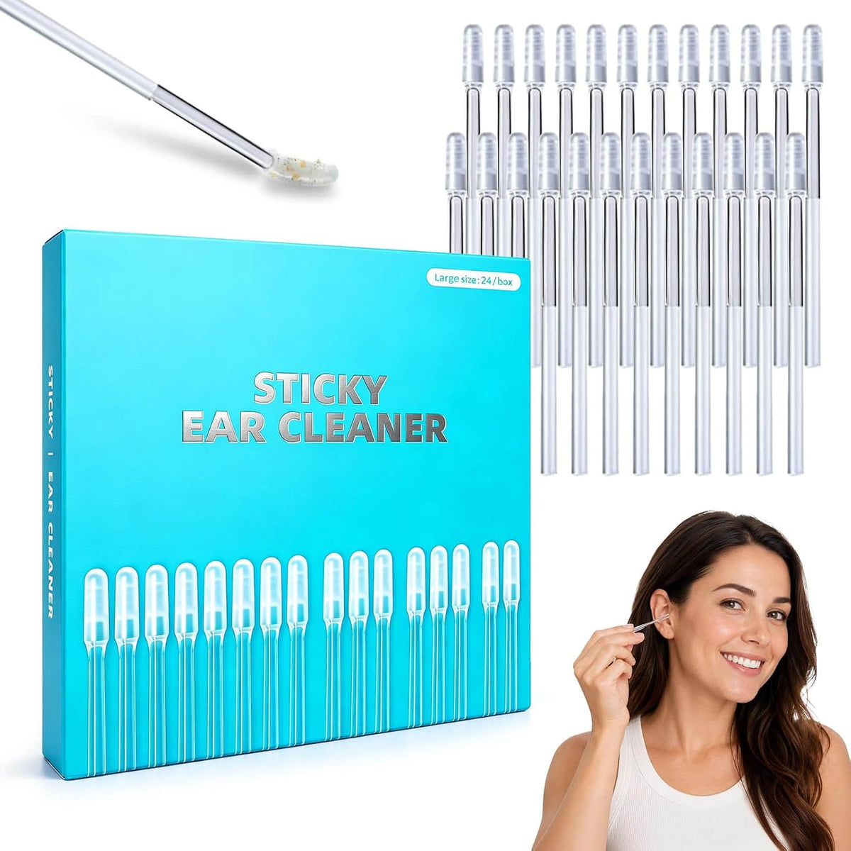 Sticky Resin Earwax Cleaner Tool - Safe Gentle Ear Cleaning Swab