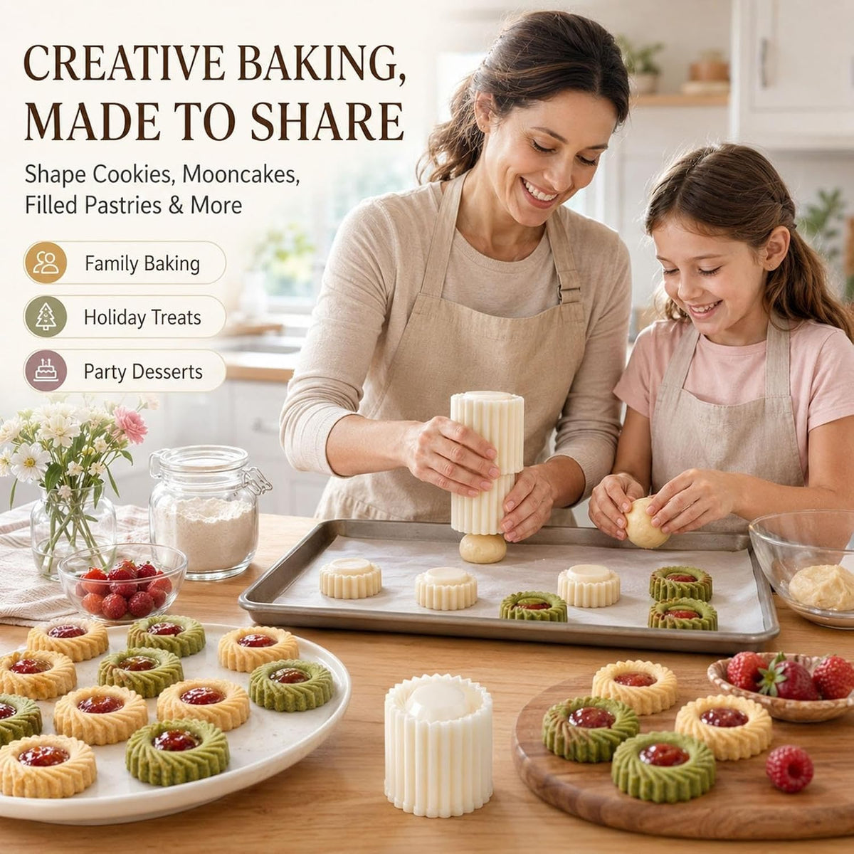 Hand-Press Sunflower Cookie & Mooncake Stamp Mold