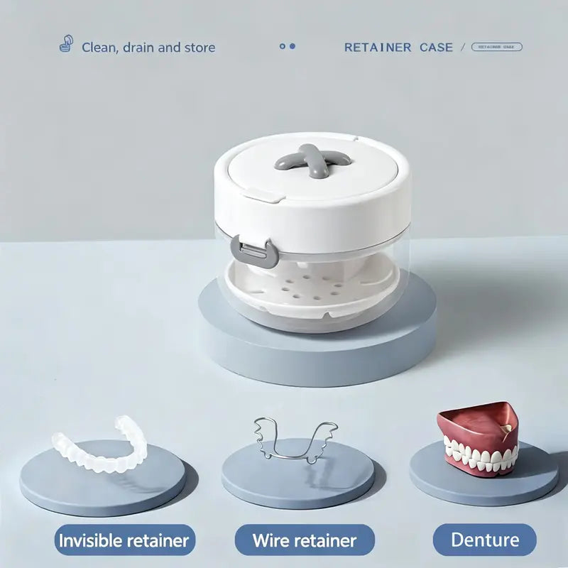 Auto-Rising Retainer Cleaner Case with Strainer Basket