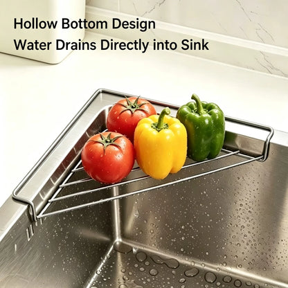 Stainless Steel Corner Sink Drying Rack & Strainer