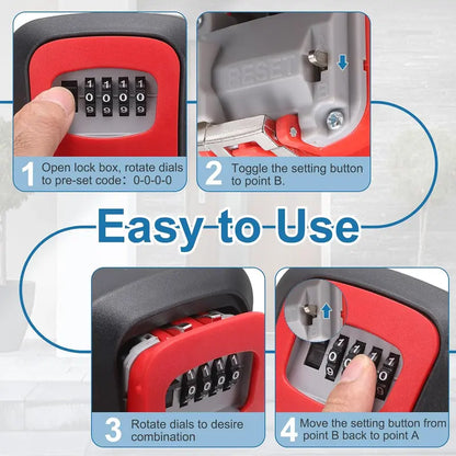 Wall Mount Key Lock Box – Ultra-Secure 4-Digit Combination Storage for Home & Airbnb