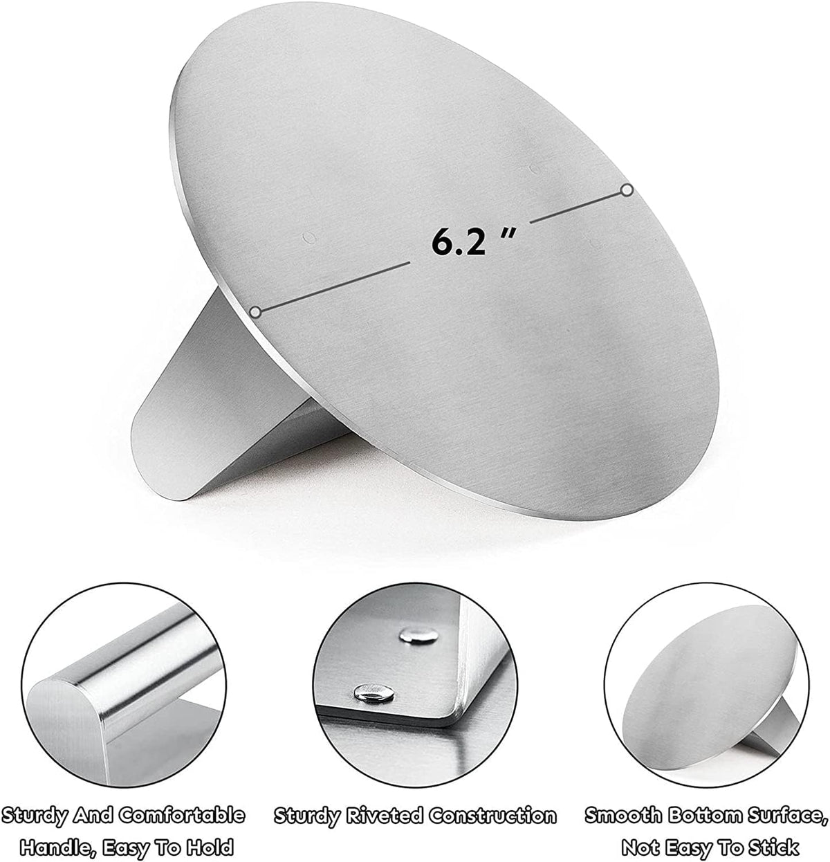 Stainless Steel Burger Press - Ultra-Crispy Edge Smasher