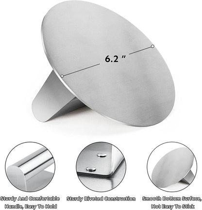 Stainless Steel Burger Press - Ultra-Crispy Edge Smasher