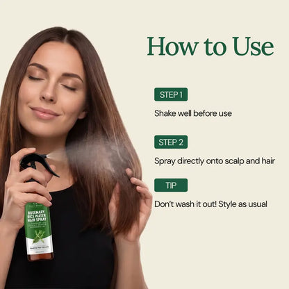 Natural Rosemary & Rice Water Hair Growth Spray for Thicker, Fuller Hair & Stronger Roots | Buy 1 Get 1 Free
