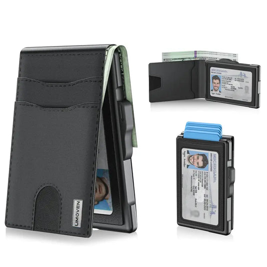Instant Pop-Up Minimalist Metal Wallet – RFID Blocking Carbon Fiber Card Holder