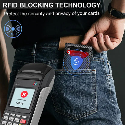 Pop-Up RFID Minimalist Carbon Fiber Wallet