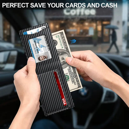 Pop-Up RFID Minimalist Carbon Fiber Wallet