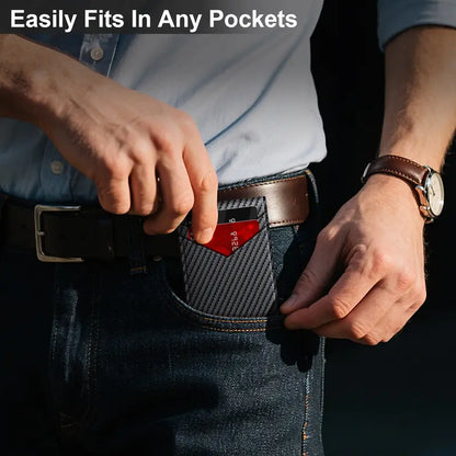 Pop-Up RFID Minimalist Carbon Fiber Wallet