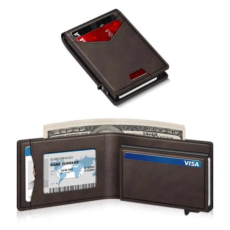 Pop-Up RFID Minimalist Carbon Fiber Wallet